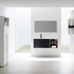 48" Walnut Wall Mount Single Sink Bathroom Vanity with Matte White Solid surface Countertop