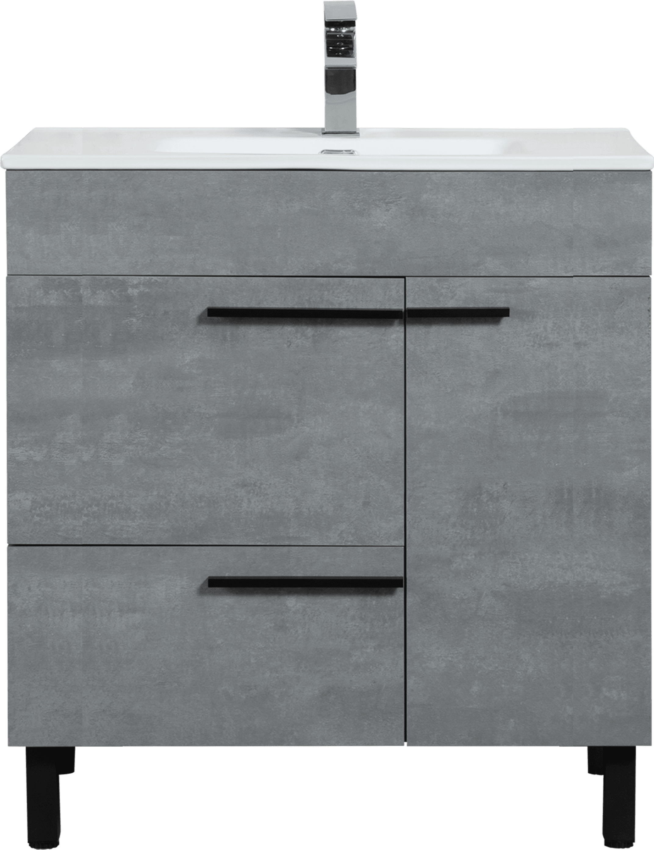 36" Cement Freestanding Single Sink Bathroom Vanity w/ White Ceramic Countertop Odessa – Image 2