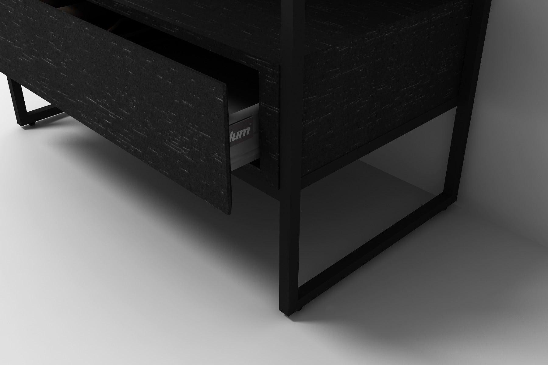 36" Black Oak Freestanding Bathroom Vanity with Black Marble Countertop – Image 7