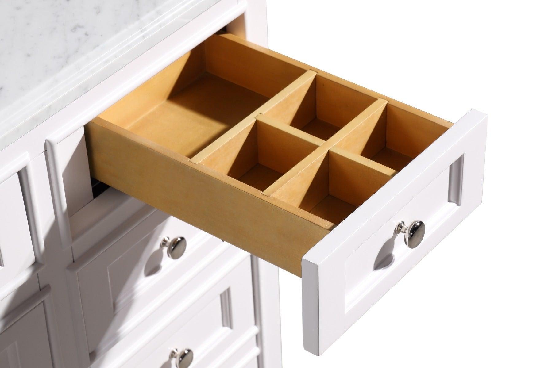 42" White Freestanding Bathroom Vanity with Carrera Marble Countertop – Image 6