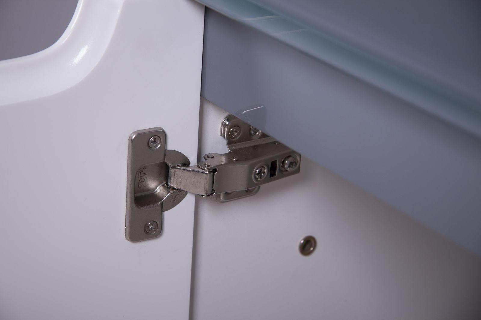 30" Lily White Wall Mount Bathroom Vanity with Black Tempered Glass Countertop & Ceramic Sink Cali – Image 9