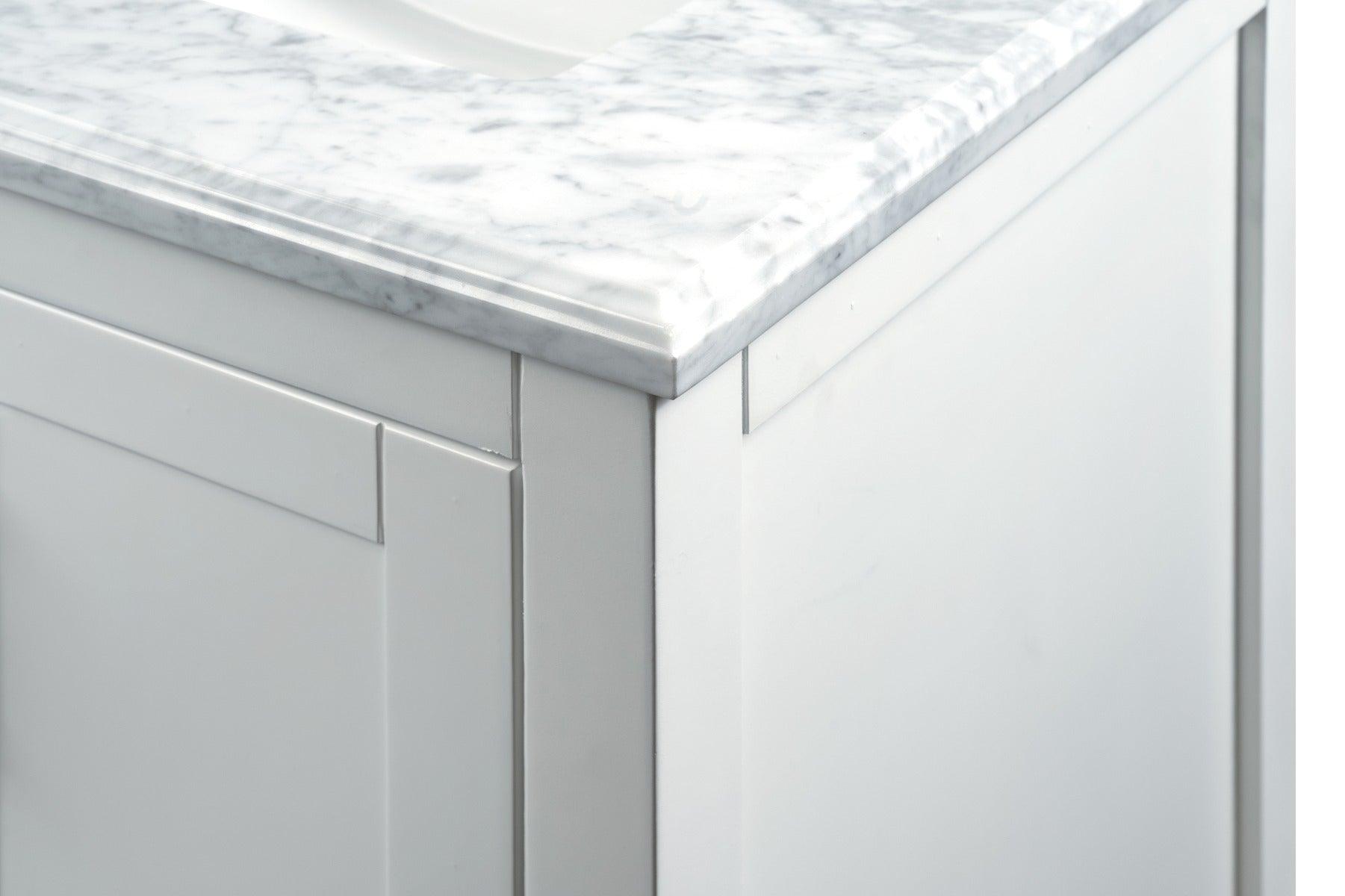 60" White Freestanding Double Sink Bathroom Vanity with Carrera Marble Countertop – Image 6