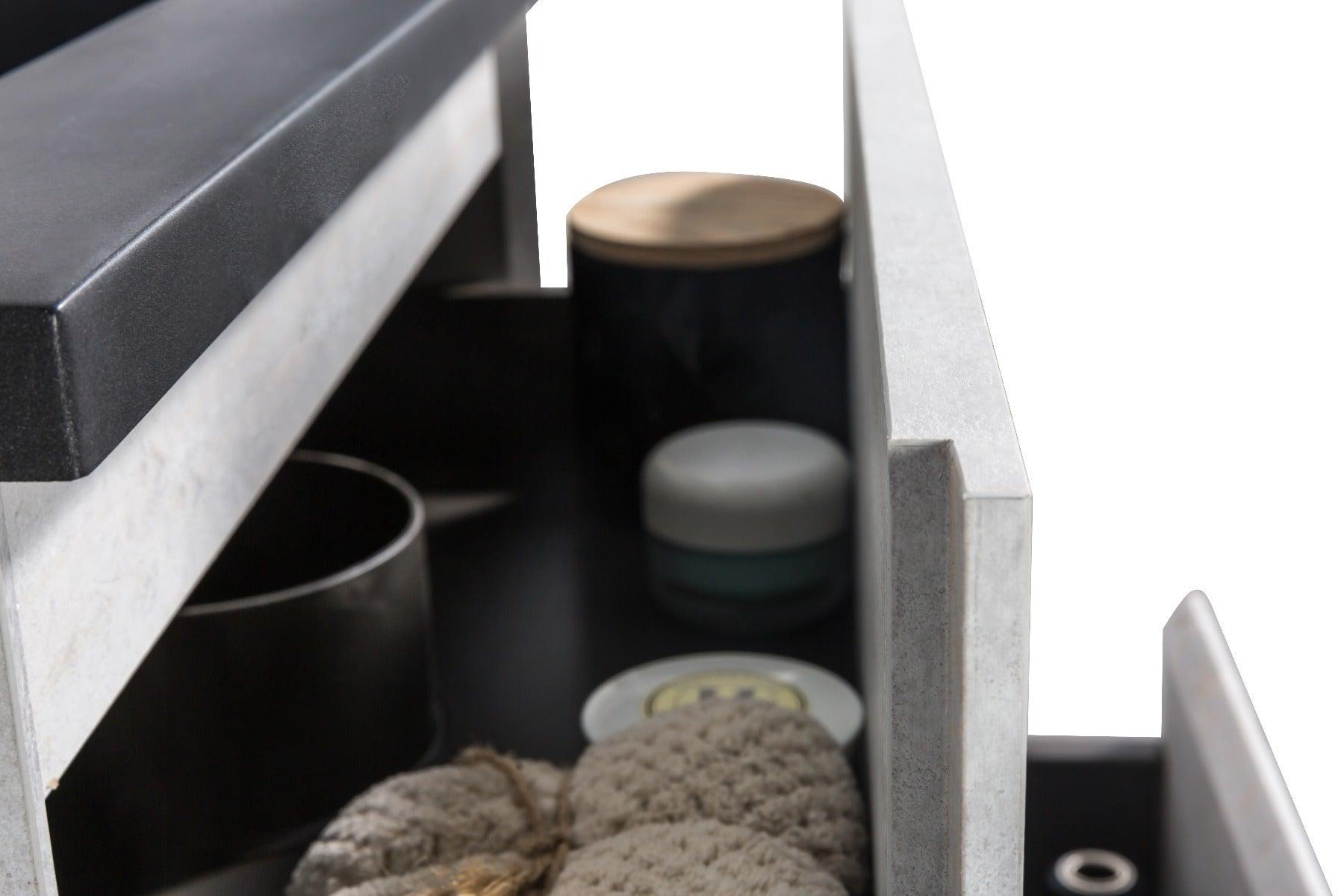 24" Grey Wall Mount Bathroom Vanity with Black Engineered Quartz Countertop – Image 8