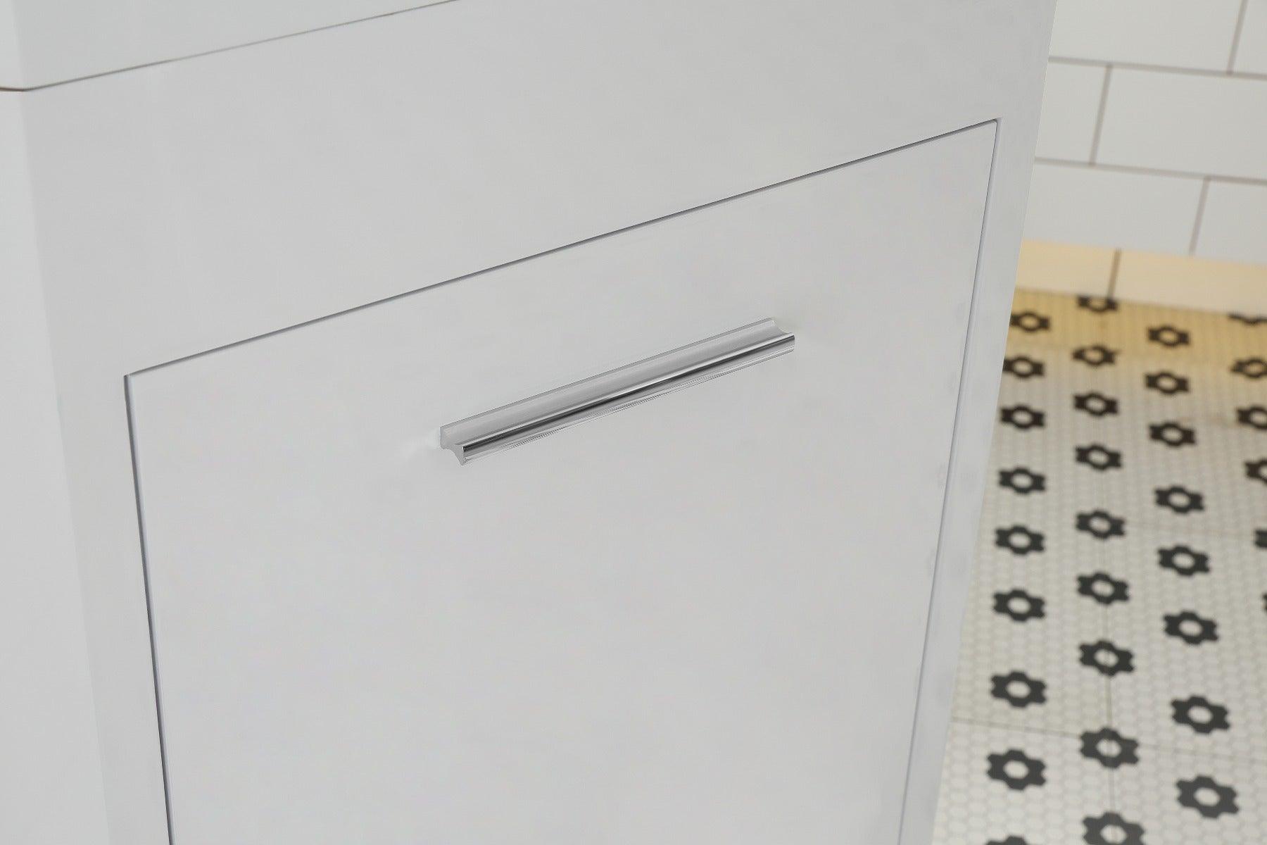 18" Lily White Freestanding Corner Bathroom Vanity with White Polymarble Countertop – Image 8