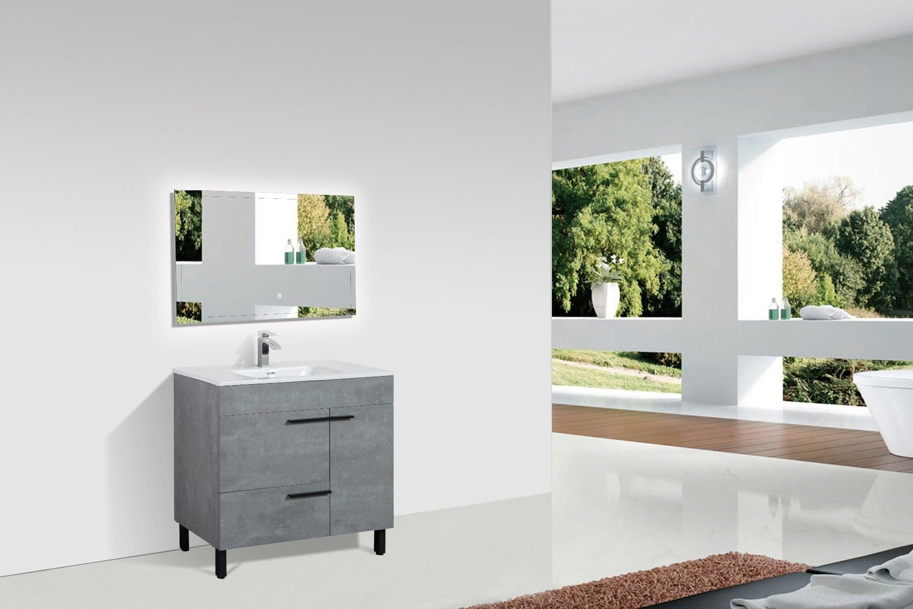 40" Cement Freestanding Single Sink Bathroom Vanity with White Ceramic Countertop Odessa - Image 6