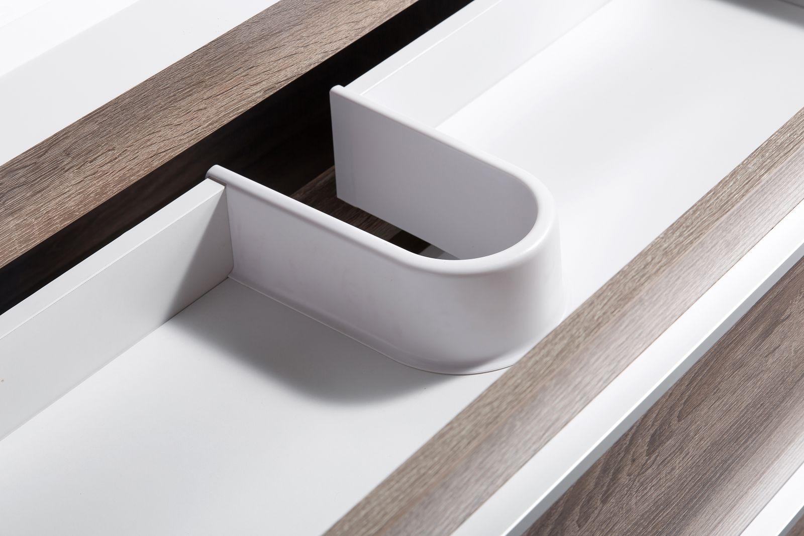 42" Soft Oak Wall Mount Bathroom Vanity with White Polymarble Countertop Sofia - Image 6