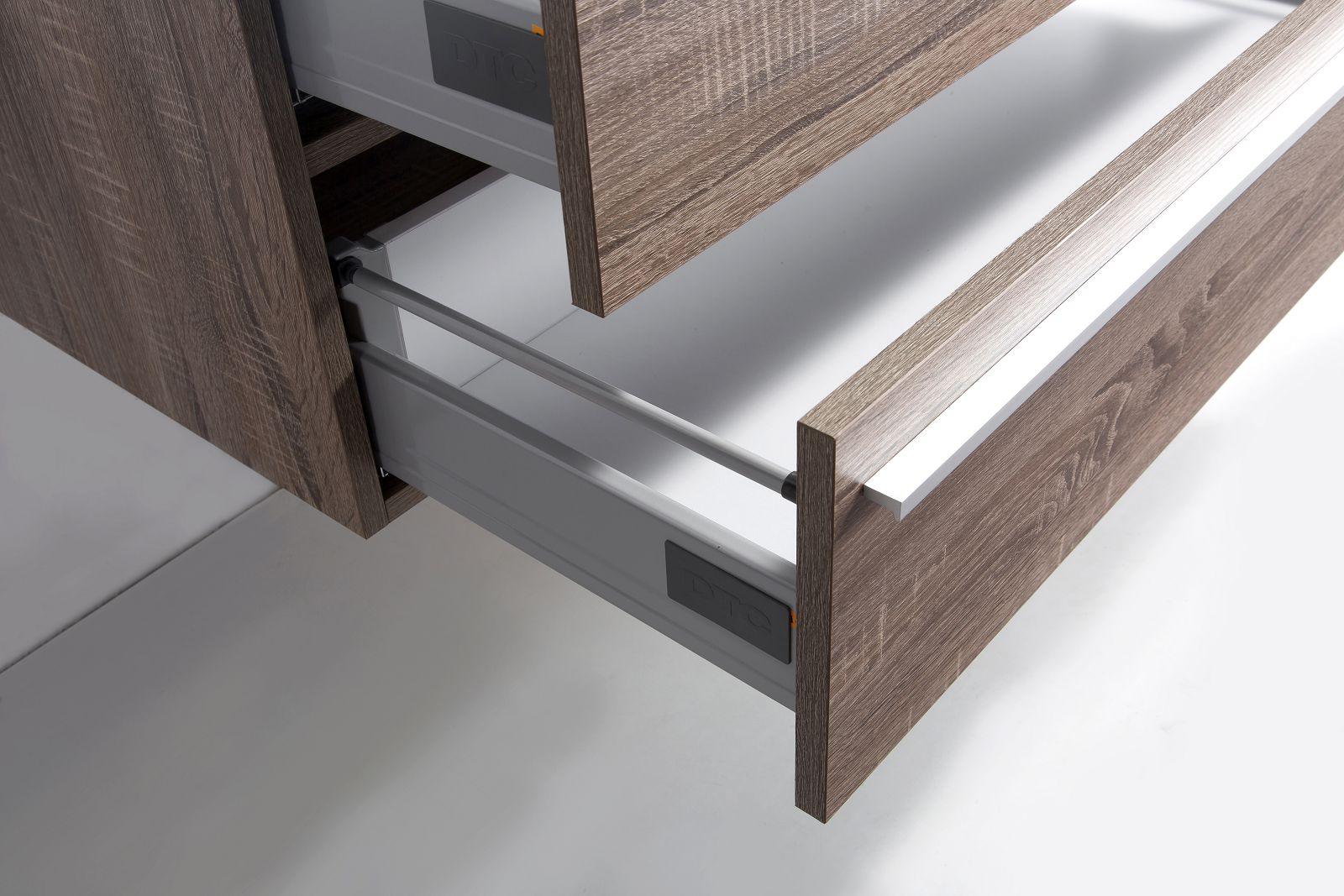 42" Soft Oak Wall Mount Bathroom Vanity with White Polymarble Countertop Sofia - Image 5