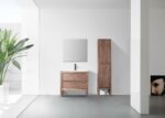 42" Natural Walnut Freestanding Bathroom Vanity with White Solid Surface Countertop Vista