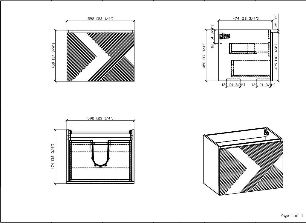 24" Black Wall Mount Bathroom Vanity with Black Engineered Quartz Countertop Roxboro - Image 6
