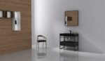 36" Black Oak Freestanding Bathroom Vanity with Black Marble Countertop – Image 8