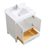 30" White Freestanding Bathroom Vanity with Calcutta Quartz Countertop - Image 3
