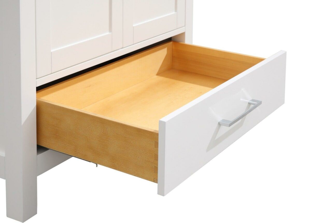 30" White Freestanding Bathroom Vanity with Calcutta Quartz Countertop - Image 4