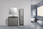 36" Cement Freestanding Bathroom Vanity with Black quartz engineered countertop - Image 3