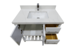 36" White Freestanding Single Sink Bathroom Vanity with Calcutta Quartz Countertop Fiory – Image 5