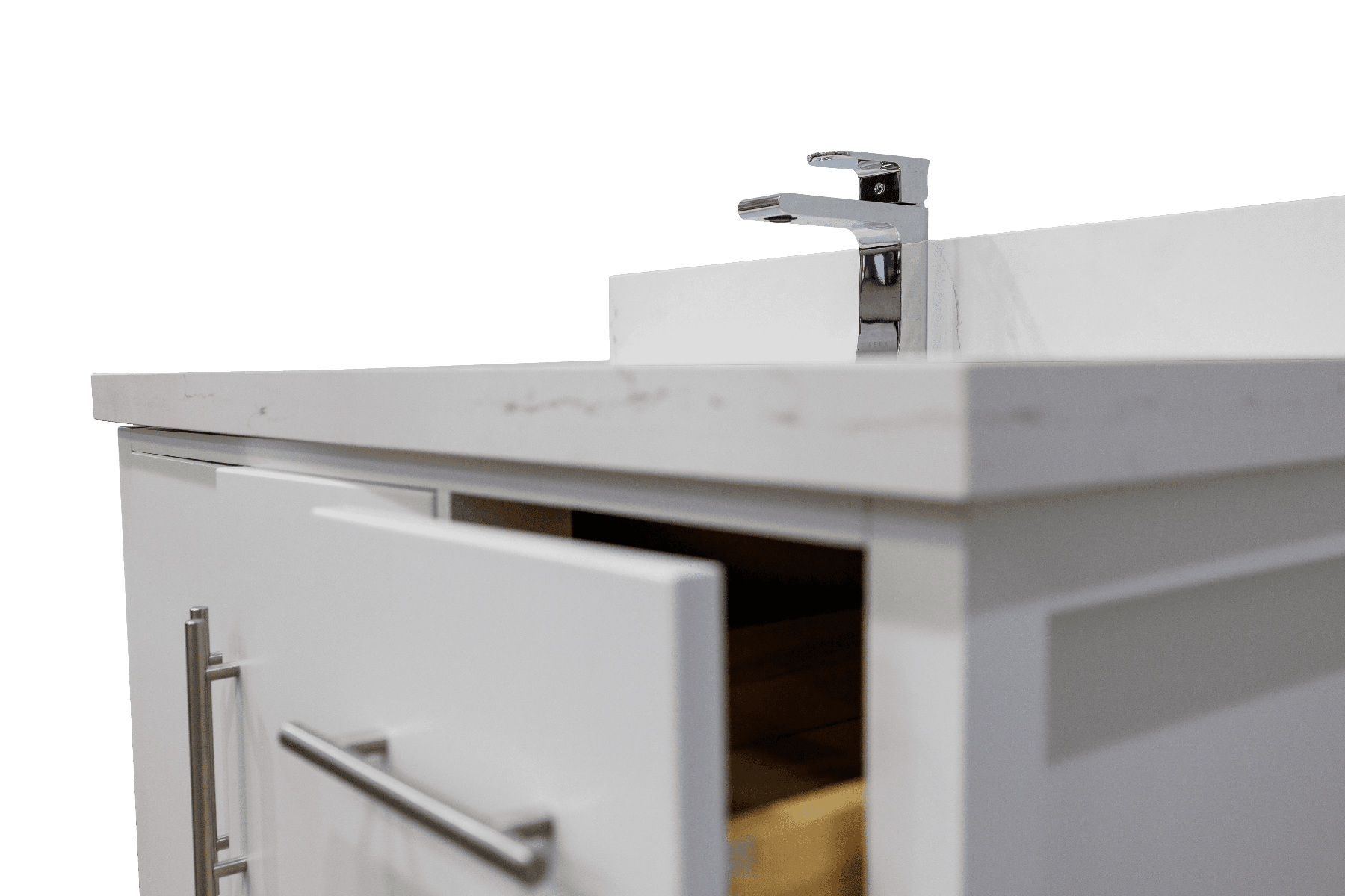 36" White Freestanding Single Sink Bathroom Vanity with Calcutta Quartz Countertop Fiory – Image 6