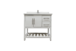 36" White Freestanding Single Sink Bathroom Vanity with Snow White Quartz Countertop Fiory - Image 3