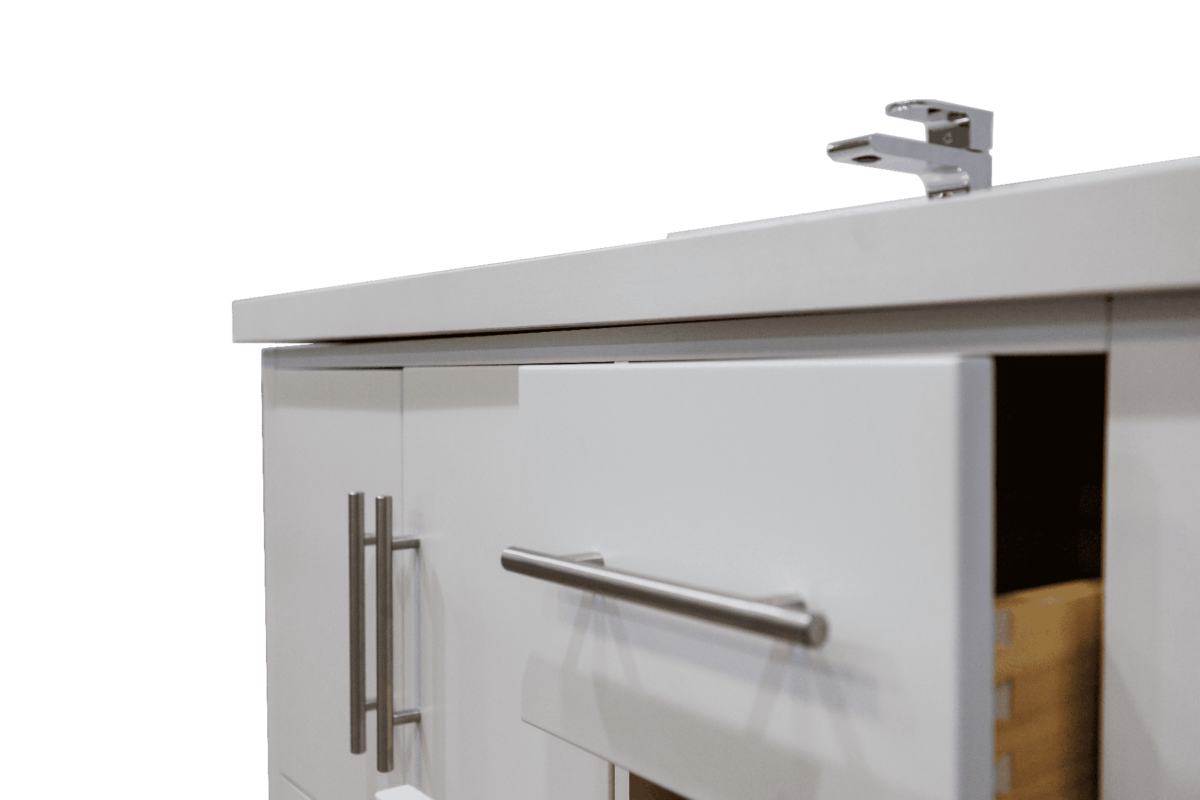 36" White Freestanding Single Sink Bathroom Vanity with Snow White Quartz Countertop Fiory - Image 7