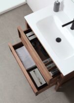 36" Natural Walnut Freestanding Bathroom Vanity with White Solid Surface Countertop Vista - Image 6