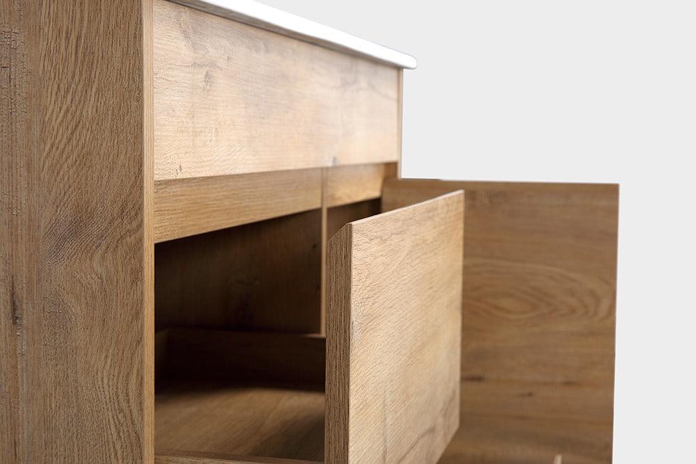 40" Soft Oak Freestanding Bathroom Vanity with White Ceramic Countertop *FREE FAUCET* – Image 6