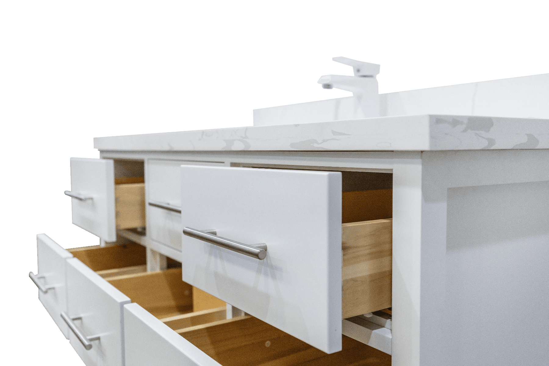 48" White Freestanding Single Sink Bathroom Vanity with Calcutta Quartz Countertop Fiory – Image 6