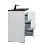 48" Glossy White Freestanding Bathroom Vanity with Black Engineered Quartz Countertop - Image 4
