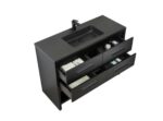 48" Black Rough Oak Freestanding Bathroom Vanity with Black Engineered Quartz Countertop – Image 5