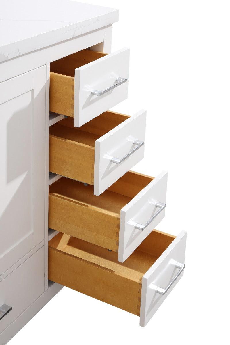 48" White Freestanding Single Sink Bathroom Vanity with Calcutta Quartz Countertop - Image 8