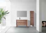 48" Natural Walnut Freestanding Single Sink Bathroom Vanity with White Solid surface Countertop Vista