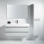48" White Wall Mount Single Sink Bathroom Vanity with White Polymarble Countertop Sofia
