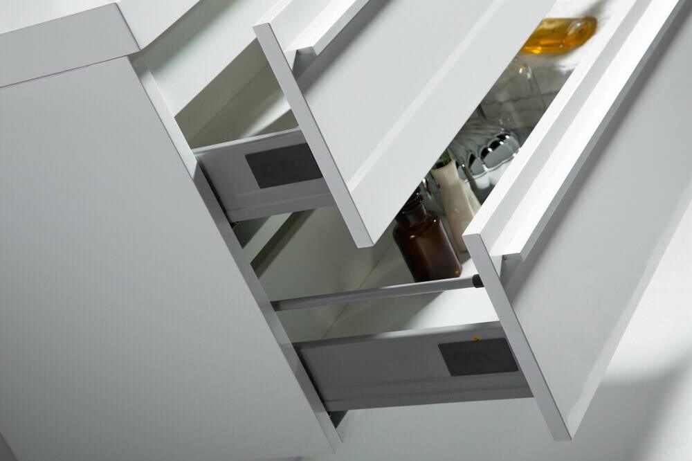 48" White Wall Mount Single Sink Bathroom Vanity with White Polymarble Countertop Sofia - Image 6