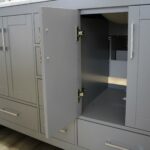 60" Light Grey Freestanding Double Sink Bathroom Vanity with Carrera Marble Countertop - Image 6