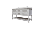 60" White Freestanding Double Sink Bathroom Vanity with Calcutta Quartz Countertop Fiory - Image 3
