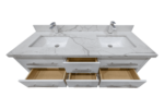 60" White Freestanding Double Sink Bathroom Vanity with Calcutta Quartz Countertop Fiory - Image 5
