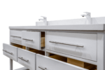 60" White Freestanding Double Sink Bathroom Vanity with White Quartz Countertop Fiory - Image 7