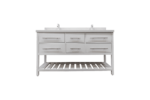 60" White Freestanding Double Sink Bathroom Vanity with White Quartz Countertop Fiory - Image 3