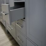 60" Light Grey Freestanding Double Sink Bathroom Vanity with Carrera Marble Countertop - Image 5