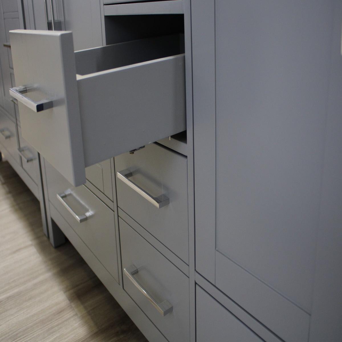 60" Light Grey Freestanding Double Sink Bathroom Vanity with Carrera Marble Countertop – Image 5