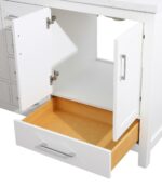 72" White Freestanding Double Sink Bathroom Vanity with Carrera Marble Countertop - Image 7