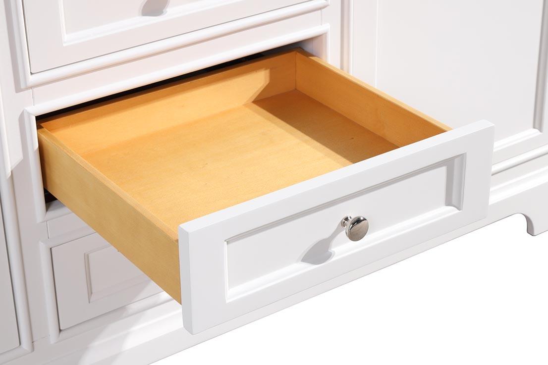 60" White Freestanding Double Sink Bathroom Vanity with Calcutta Quartz Countertop - Image 6