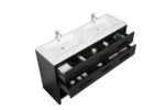 72" Black Rough Oak Freestanding Double Sink Bathroom Vanity with White Polymarble Countertop - Image 5