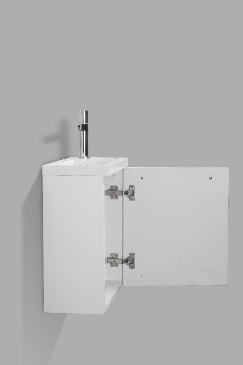 16" White Wall Mount Bathroom Vanity with White Polymarble Countertop Wallie - Image 5