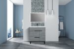 36" Cement Freestanding Single Sink Bathroom Vanity w/ White Ceramic Countertop Odessa