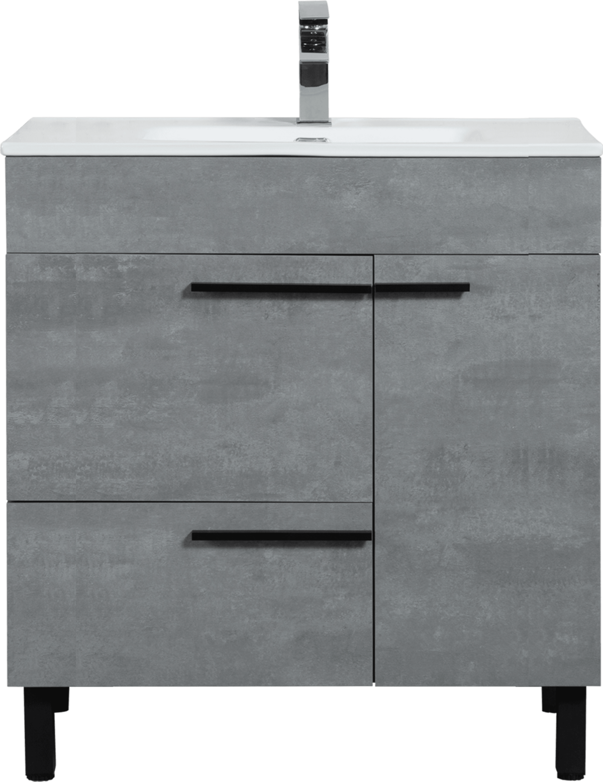 36" Cement Freestanding Single Sink Bathroom Vanity w/ White Ceramic Countertop Odessa - Image 2