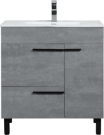 36" Cement Freestanding Single Sink Bathroom Vanity w/ White Ceramic Countertop Odessa - Image 2