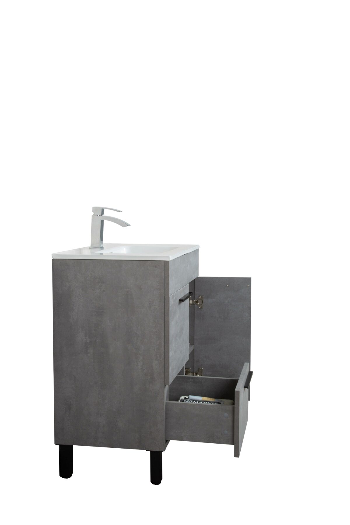 36" Cement Freestanding Single Sink Bathroom Vanity w/ White Ceramic Countertop Odessa - Image 5