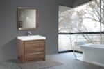 36" Walnut Freestanding Bathroom Vanity with White Polymarble Countertop - Image 7