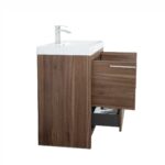 36" Walnut Freestanding Bathroom Vanity with White Polymarble Countertop - Image 5