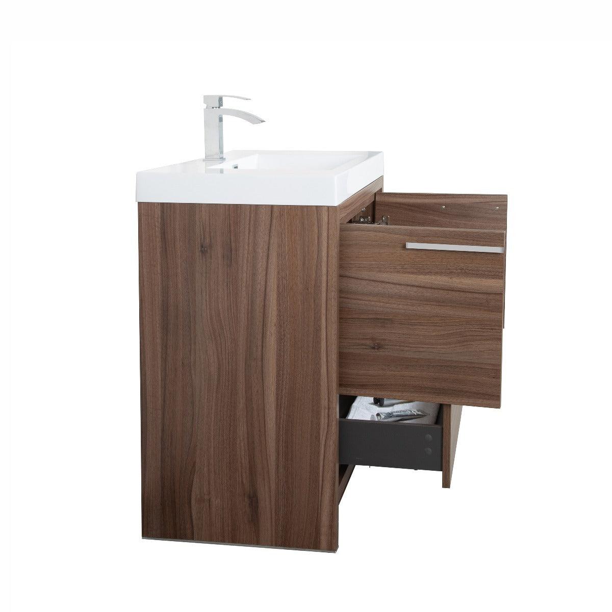 36" Walnut Freestanding Bathroom Vanity with White Polymarble Countertop – Image 5