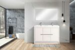 48" Glossy White Freestanding Double Sink Bathroom Vanity with White Polymarble Countertop - Image 2