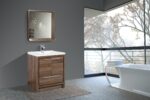 30" Walnut Freestanding Bathroom Vanity with White Polymarble Countertop - Image 7